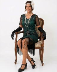 1920s Evelyn Flapper Dress - Green