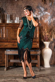 1920s Green Flapper Dress with Sleeves