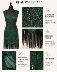 1920s Green Beaded Stella Flapper Dress