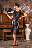 1920s Isla Gatsby Dress in Black & Bronze