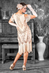 1920s Isla Gatsby Dress in Cream