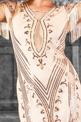 1920s Isla Gatsby Dress in Cream - Close