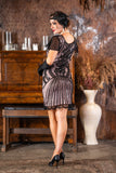 1920s Lexi Flapper Dress in Beige