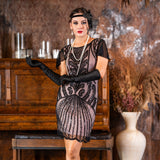 1920s Lexi Flapper Dress in Beige