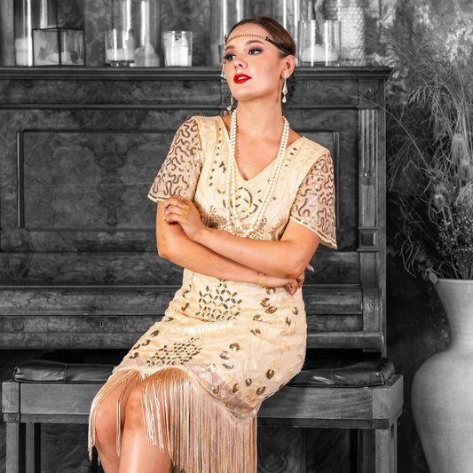 1920s Margot Gatsby Dress in Cream