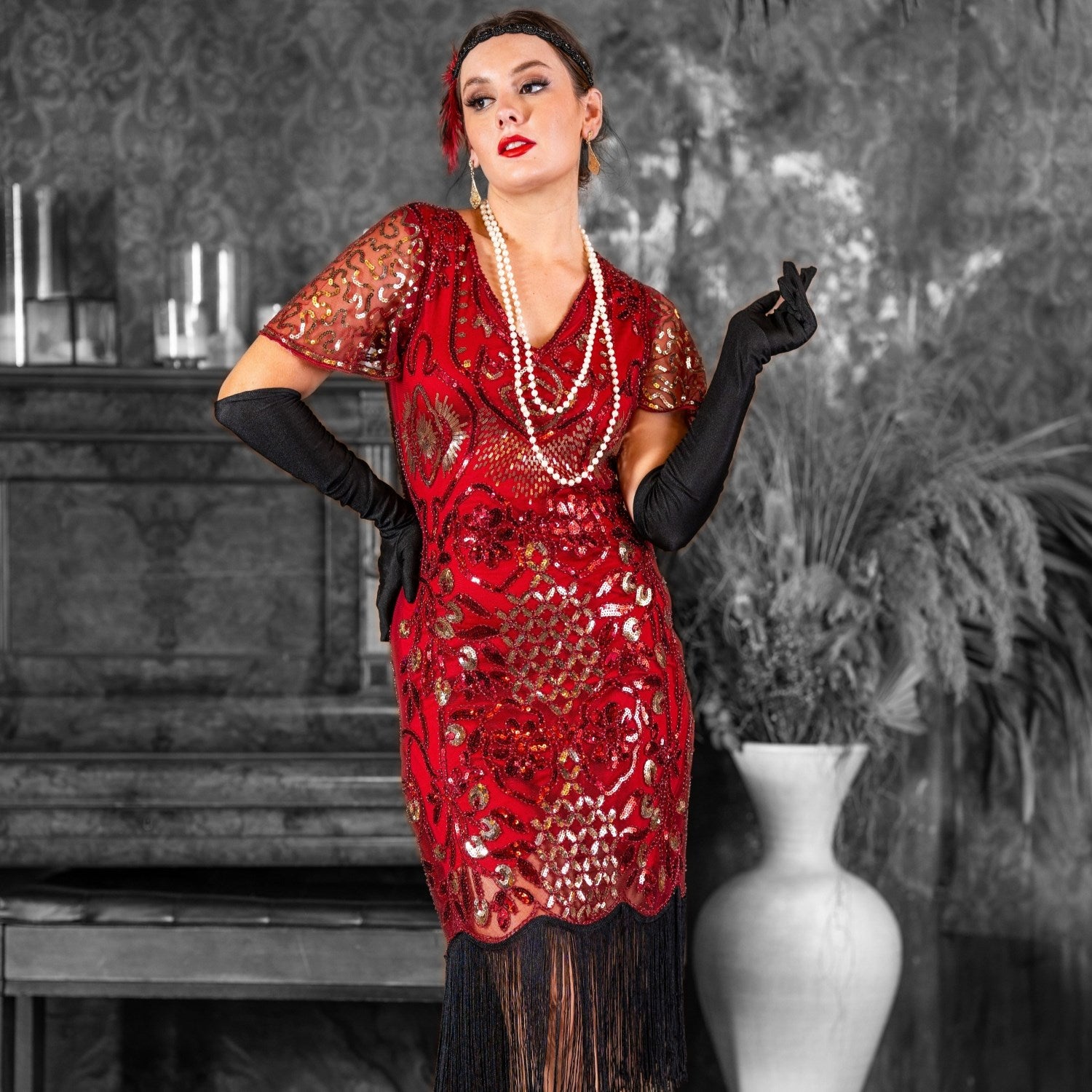 1920s Margot Gatsby Dress in Red – Flapper Boutique