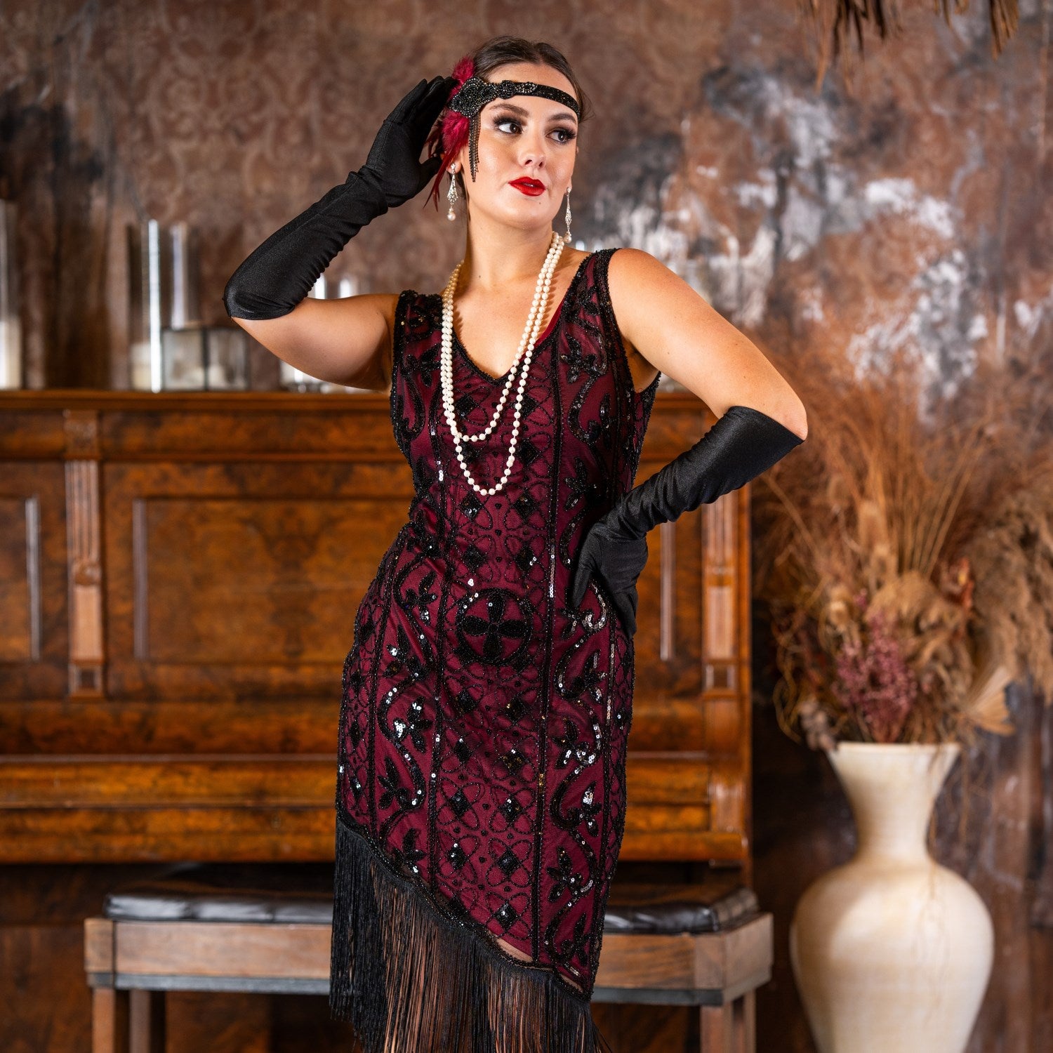 1920s Natasha Gatsby Dress in Red