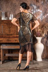 1920's Nicholette Flapper Dress in Black &amp; Gold