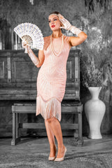 1920s Pink Flapper Dress