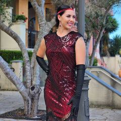 1920s Red Mable Flapper Dress