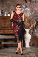 1920s Lena Flapper Dress in Red