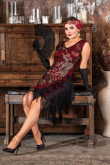 1920s Lena Flapper Dress in Red