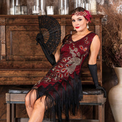 1920s Lena Flapper Dress in Red