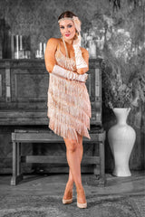 1920s Rose Gold Fringe Flapper Dress