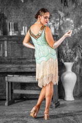 1920s Valerie Flapper Dress in Green