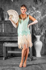 1920s Valerie Flapper Dress in Green