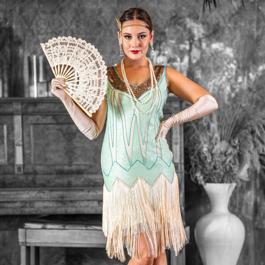 emerald green flapper dress plus size 1920s 20s Veronique Green Plus Size Flapper Dress | 1920s