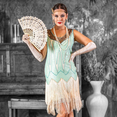 1920s Valerie Flapper Dress in Green