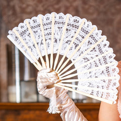 1920s White Lace Hand Fan