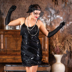 Black Fringe Flapper Dress