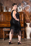  Plus Size Gatsby Dress in Black with Sequins