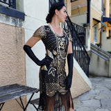 1920s Black & Gold Sequin Eva Gatsby Dress