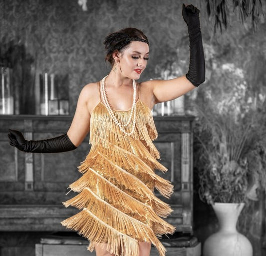 gold gatsby dress tile