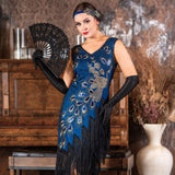 1920s Lena Flapper Dress in Blue