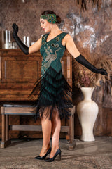 1920s Lena Flapper Dress in Green