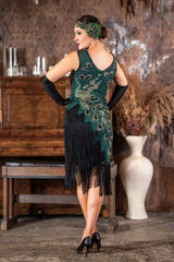 1920s Lena Flapper Dress in Green