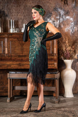 1920s Lena Flapper Dress in Green