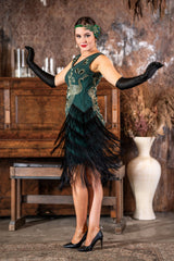 1920s Lena Flapper Dress in Green