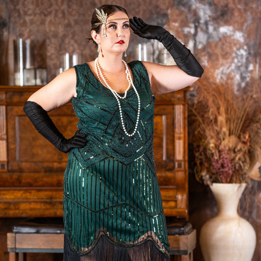 Plus Size Green Stella Flapper Dress