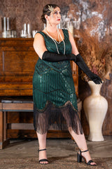 Plus Size Green Stella Flapper Dress