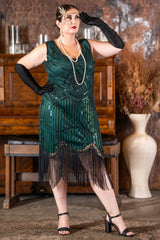 Plus Size Green Stella Flapper Dress