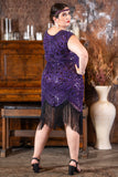 Plus Size 1920s Flapper Dress in Purple
