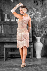 1920s Zita Gatsby Dress in Rose Gold