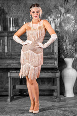 1920s Zita Gatsby Dress in Rose Gold