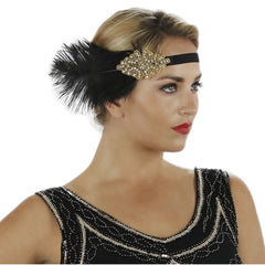 1920s Black Deco Flapper Headband