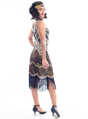 1920s Black & Gold Isabella Flapper Dress with sequins