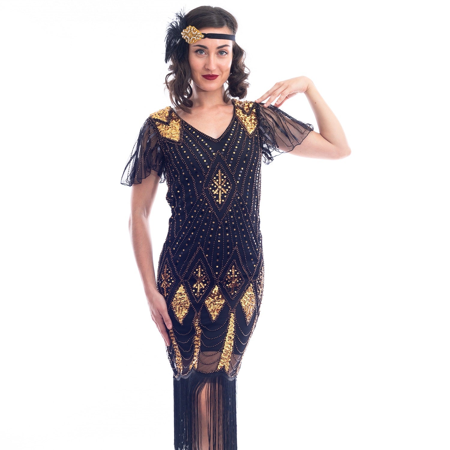 1920s Black Plus Size Flapper Dress