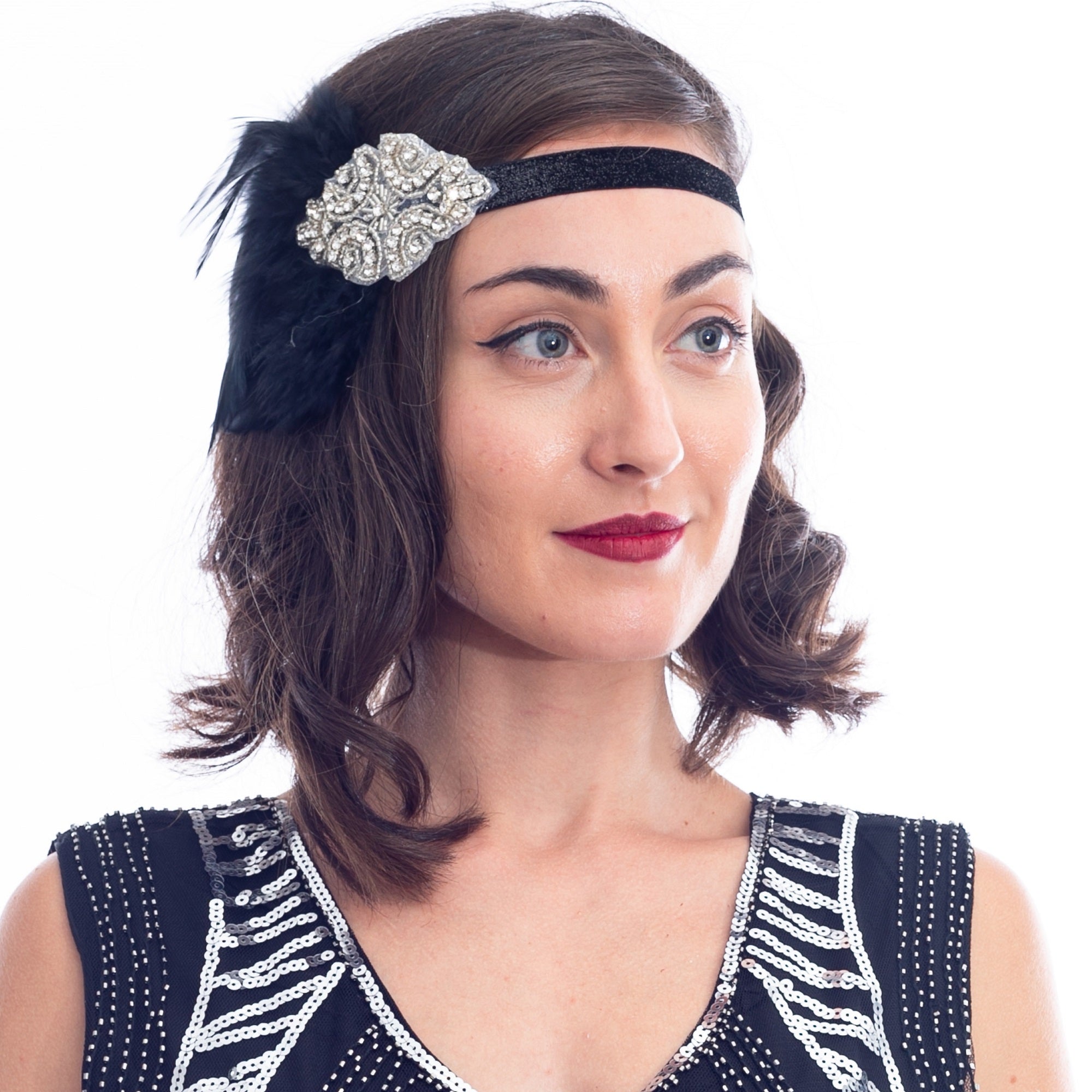 thumbnail image 2 of Vintage Deco Flapper 1920s White Pearl Beaded Headband – Bridal Wedding Hairpiece 2 of 2