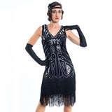 1920s Black and Silver Plus Size Flapper Dress