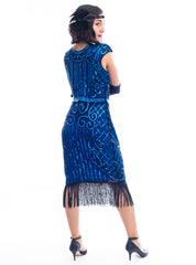 Plus Size Blue Flapper Dress Side View