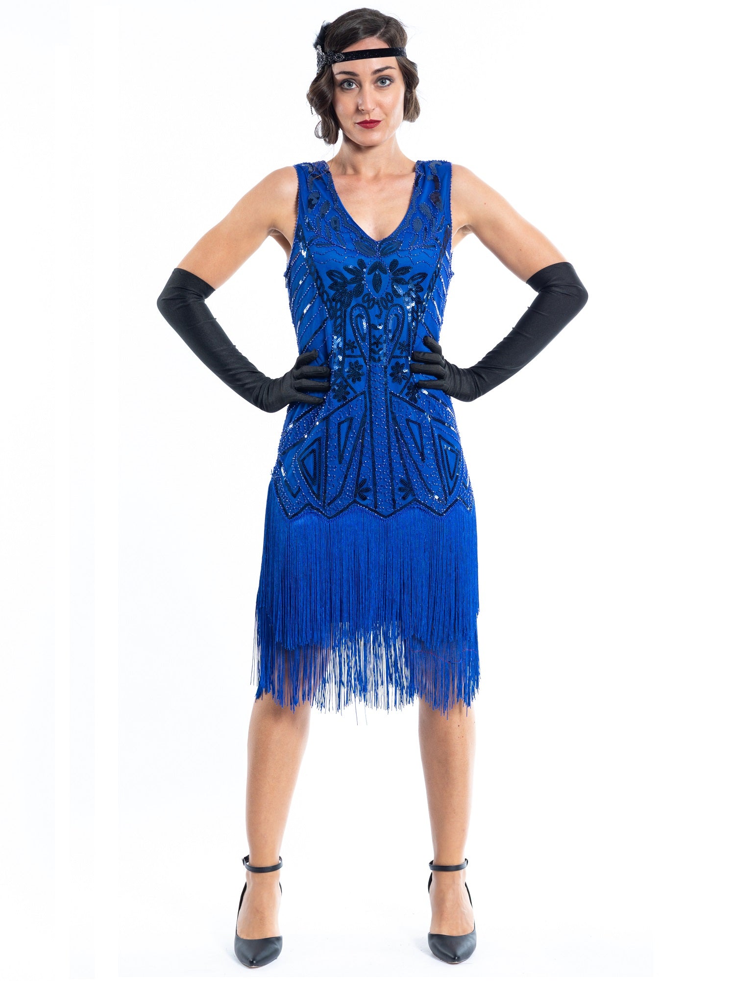 1920s Blue Georgia Plus Size Flapper Dress