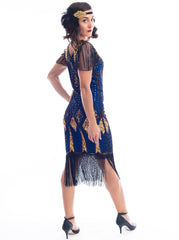 Plus Size Blue Flapper Dress Back Side View
