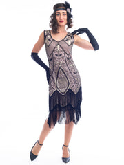 1920s Cashmere & Gold Beaded Grace Flapper Dress