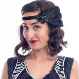 1920s Floral & Black Sequin Flapper Headband