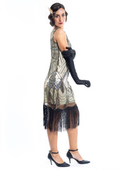 A Gold Flapper Dress with sequins and beads