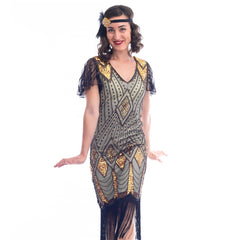 1920s Gold Beaded Louise Gatsby Dress
